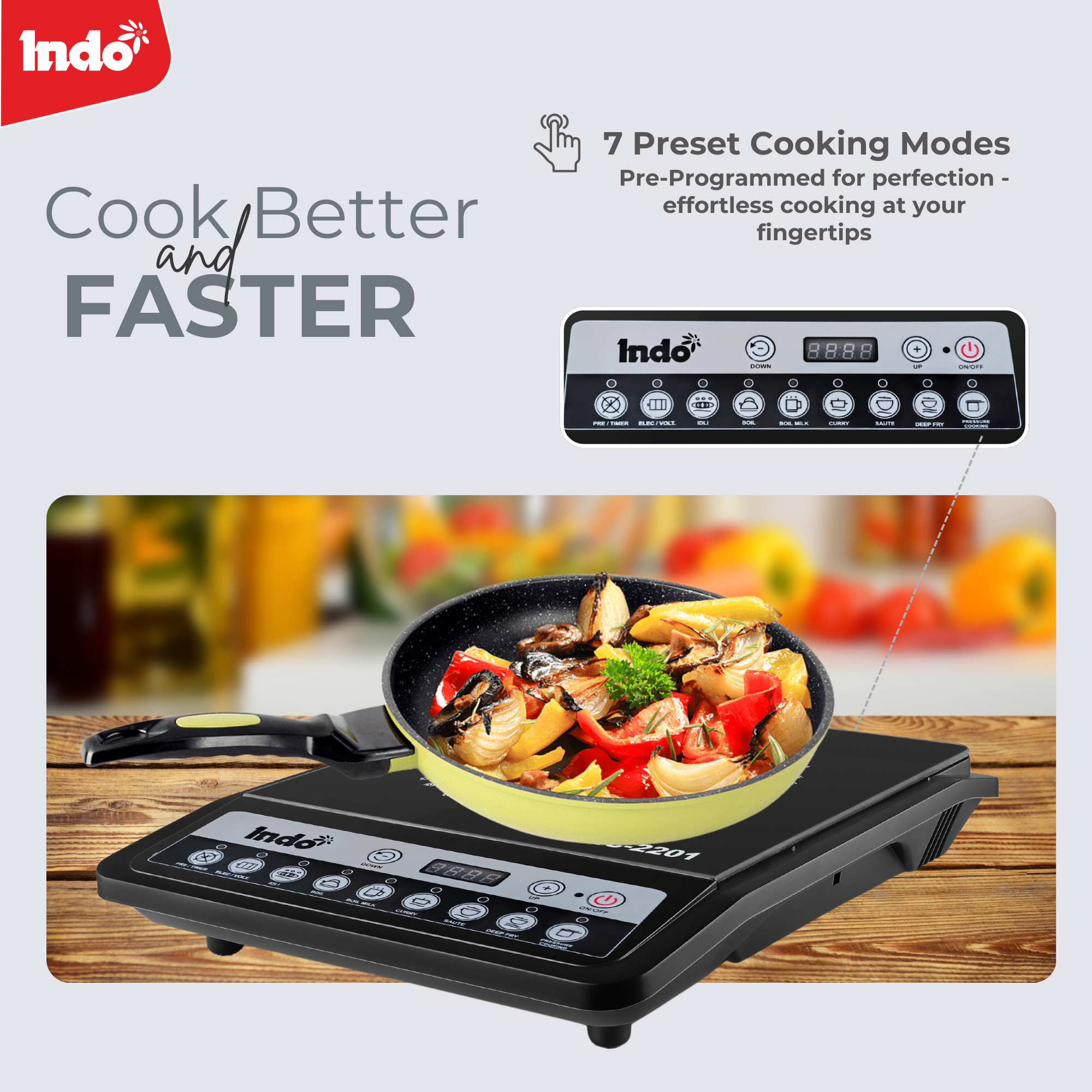 Indo 2201 Portable Induction Cooktop (Electric Gas Chulha)