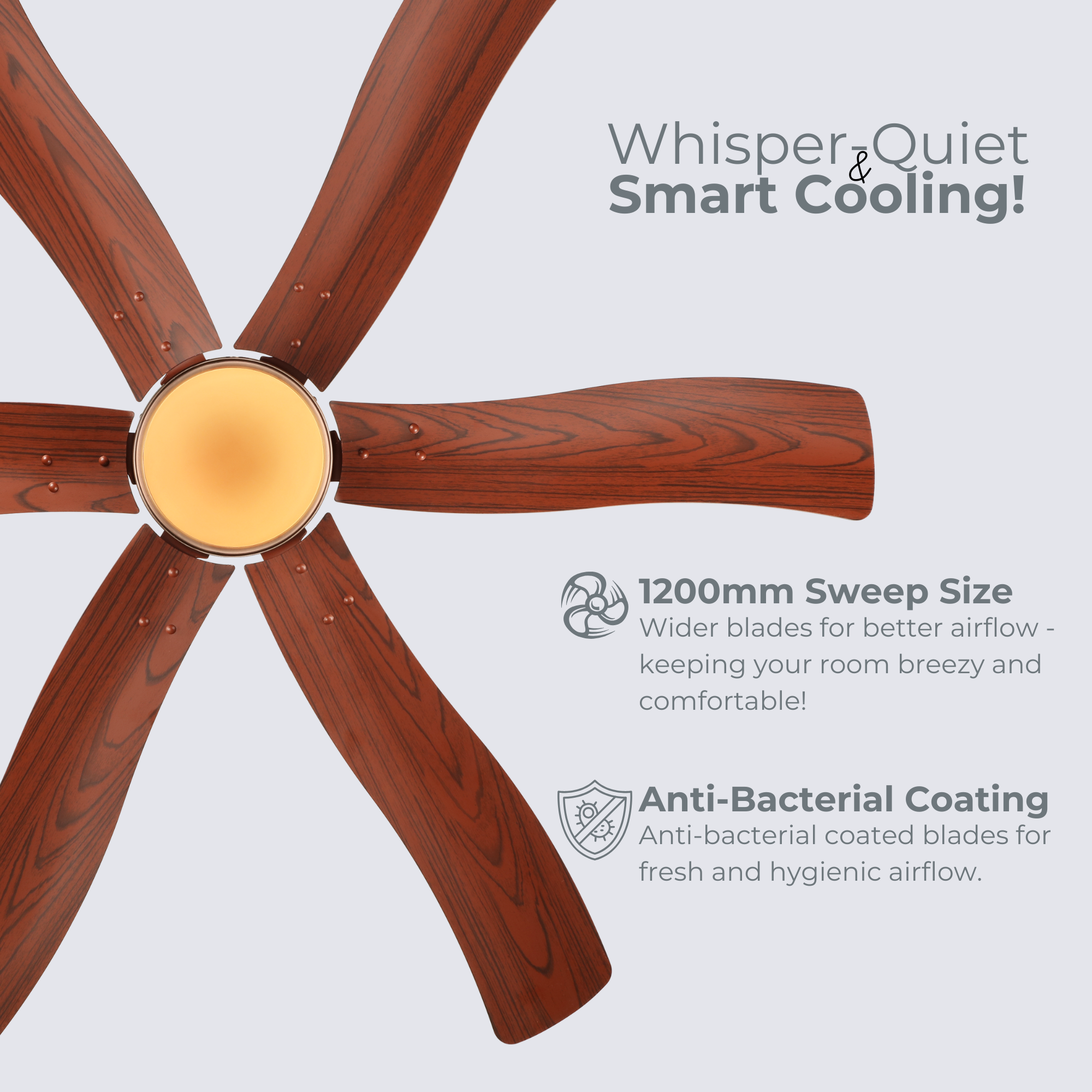 Indo Emperor EP-06 Fancy Ceiling Fan | Fancy 5 Star Ceiling Fan With Remote Control and Light (Wooden Finish) (1200mm,48 inch)