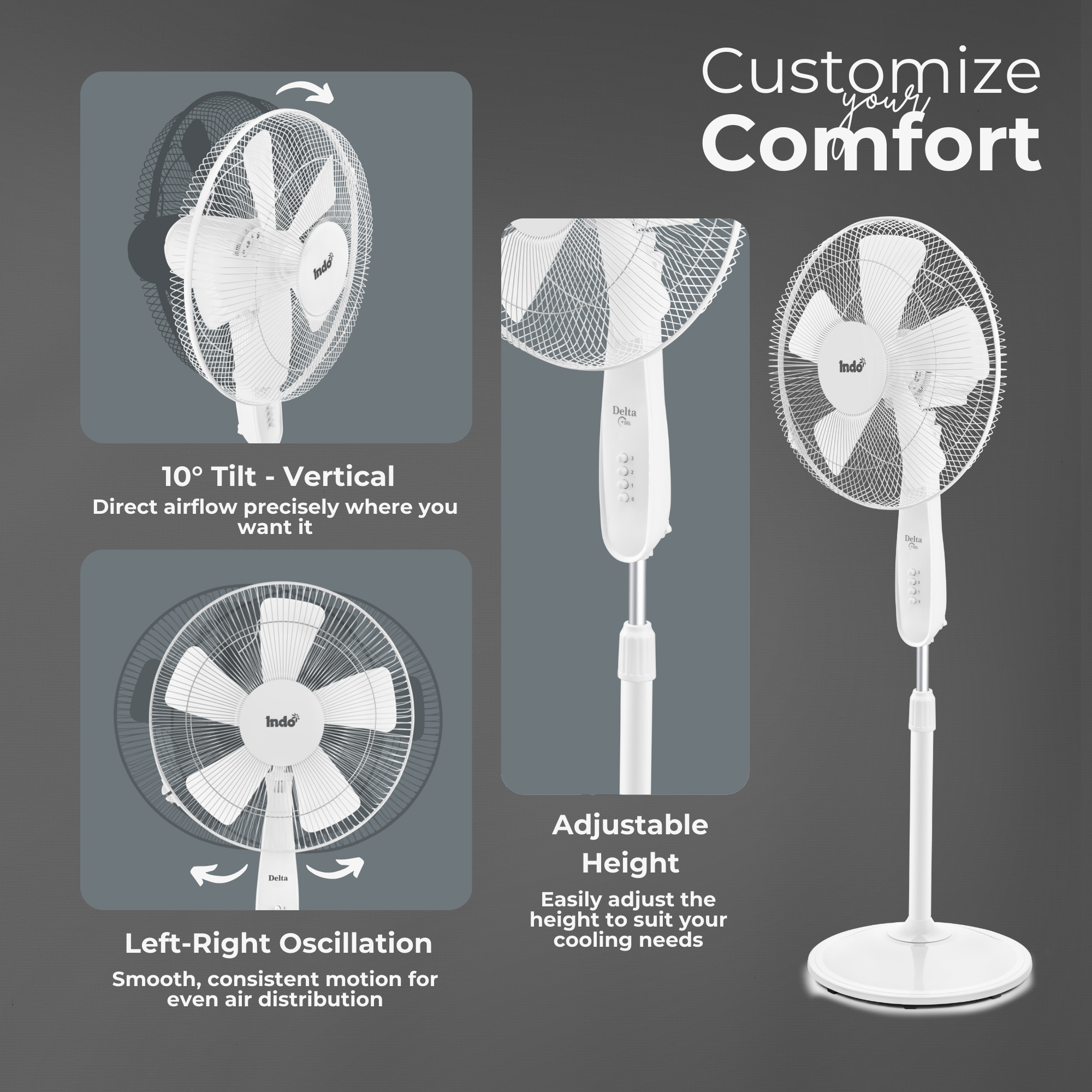 Indo Delta Hight Speed Stand/Pedestal Fan