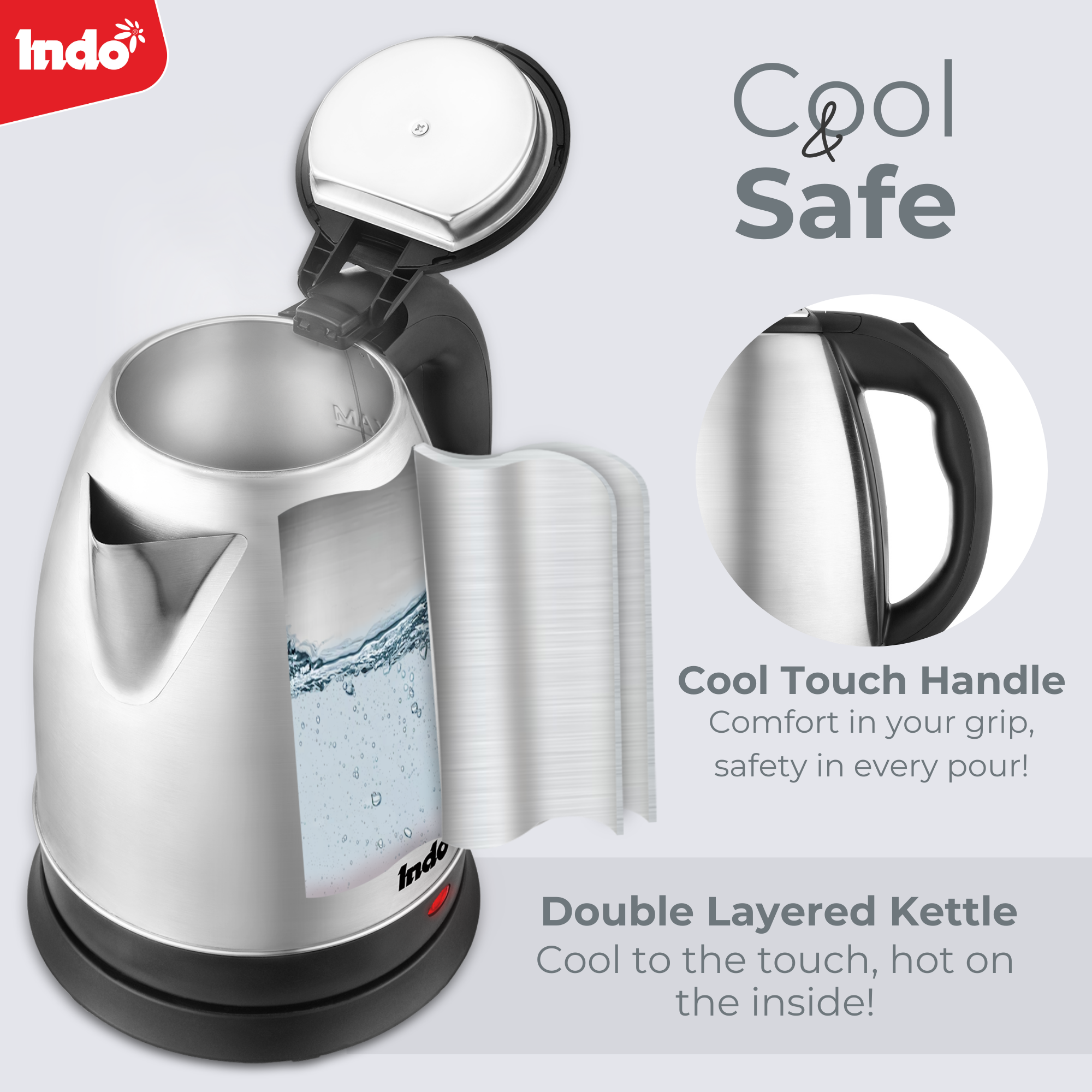 Indo 1.5 Litre Multipurpose Electric Kettle (Steel)