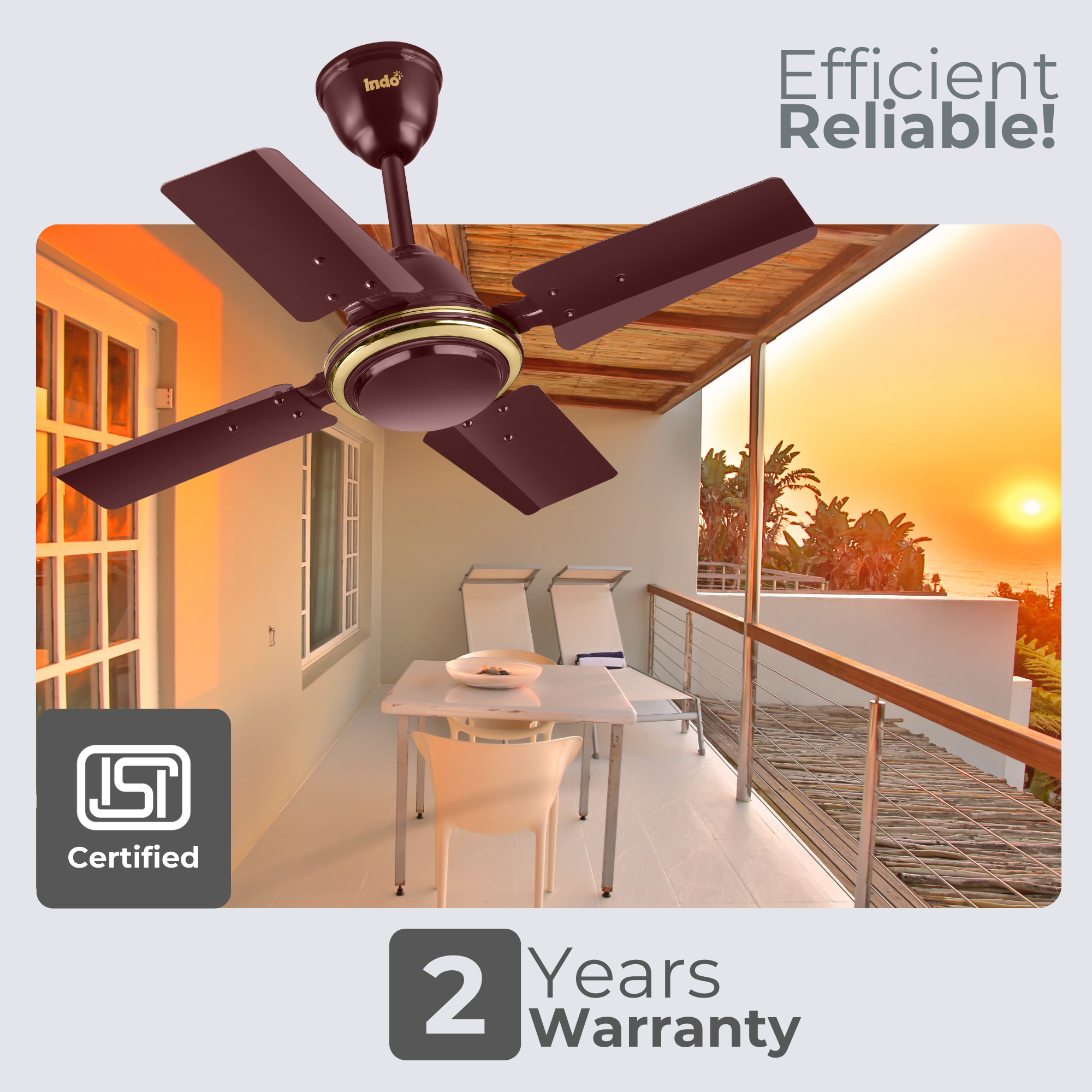 Indo Little Active 600mm Ceiling Fan | 24 Inch, 4 Blade Mni Ceiling Fan – Ideal Kitchen Ceiling Fan (24 inch)