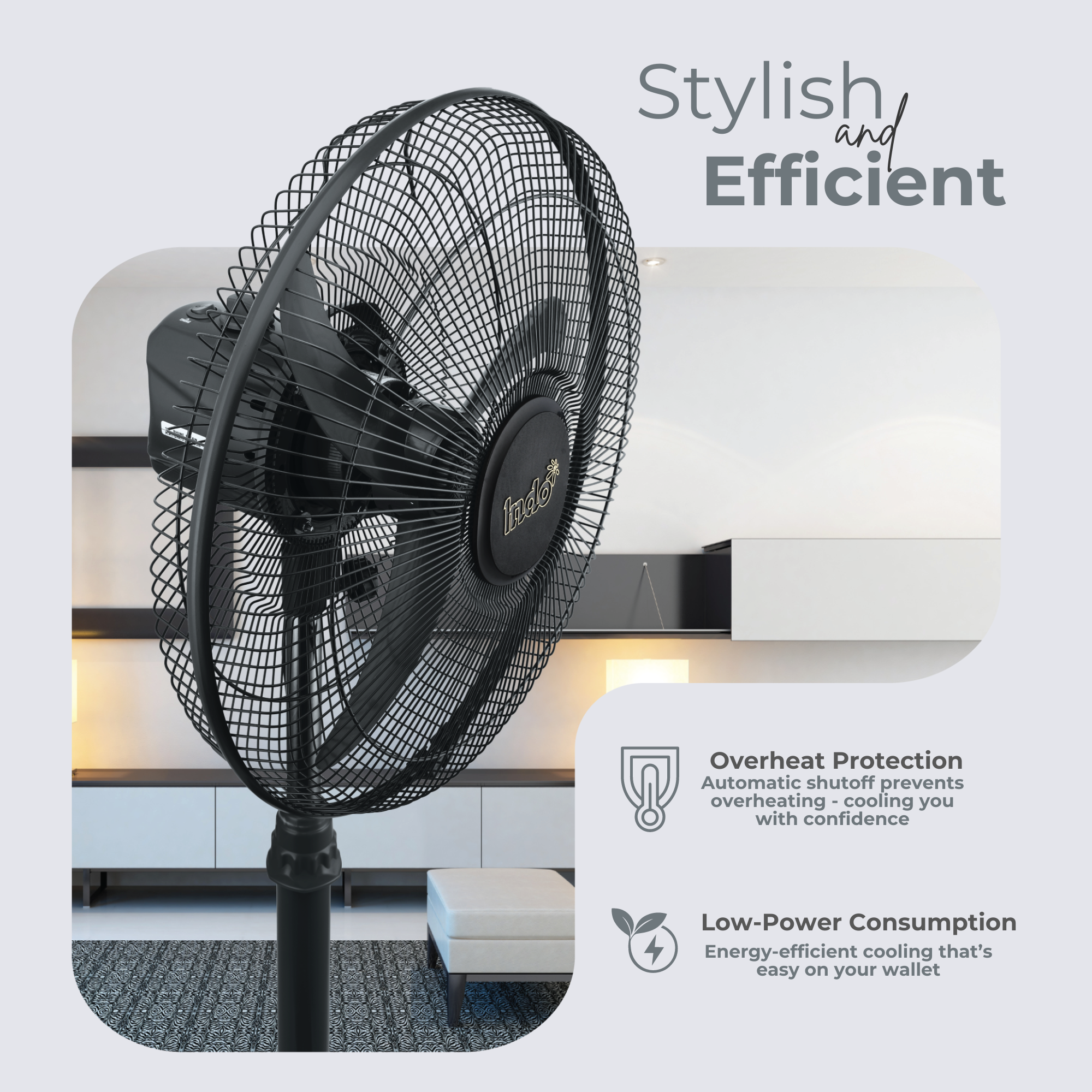 Indo SHINE 400mm High Speed Oscillating pedestal Farrata Fan