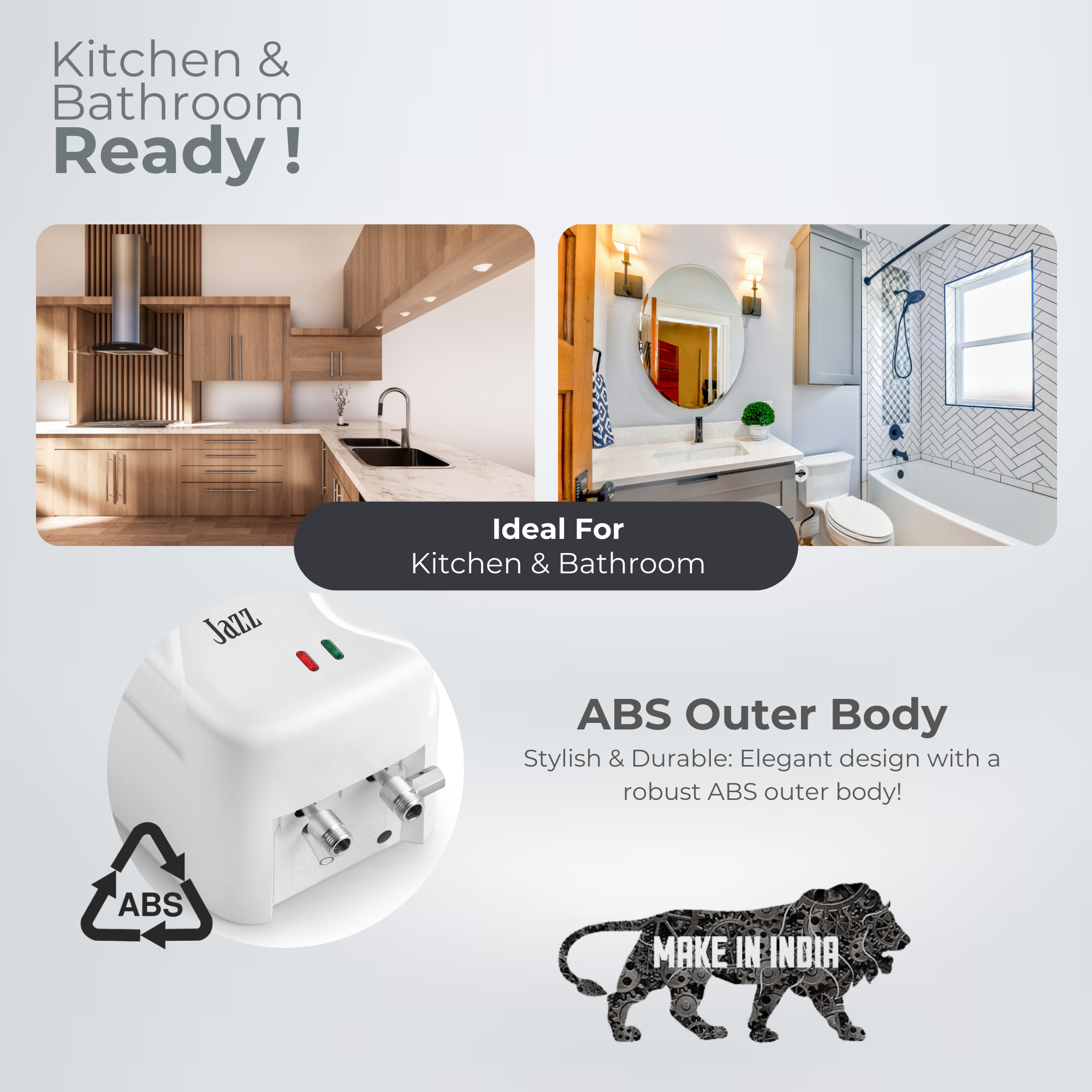 Indo Jazz 3 Litre Instant Water Heater For Bathroom & Kitchen