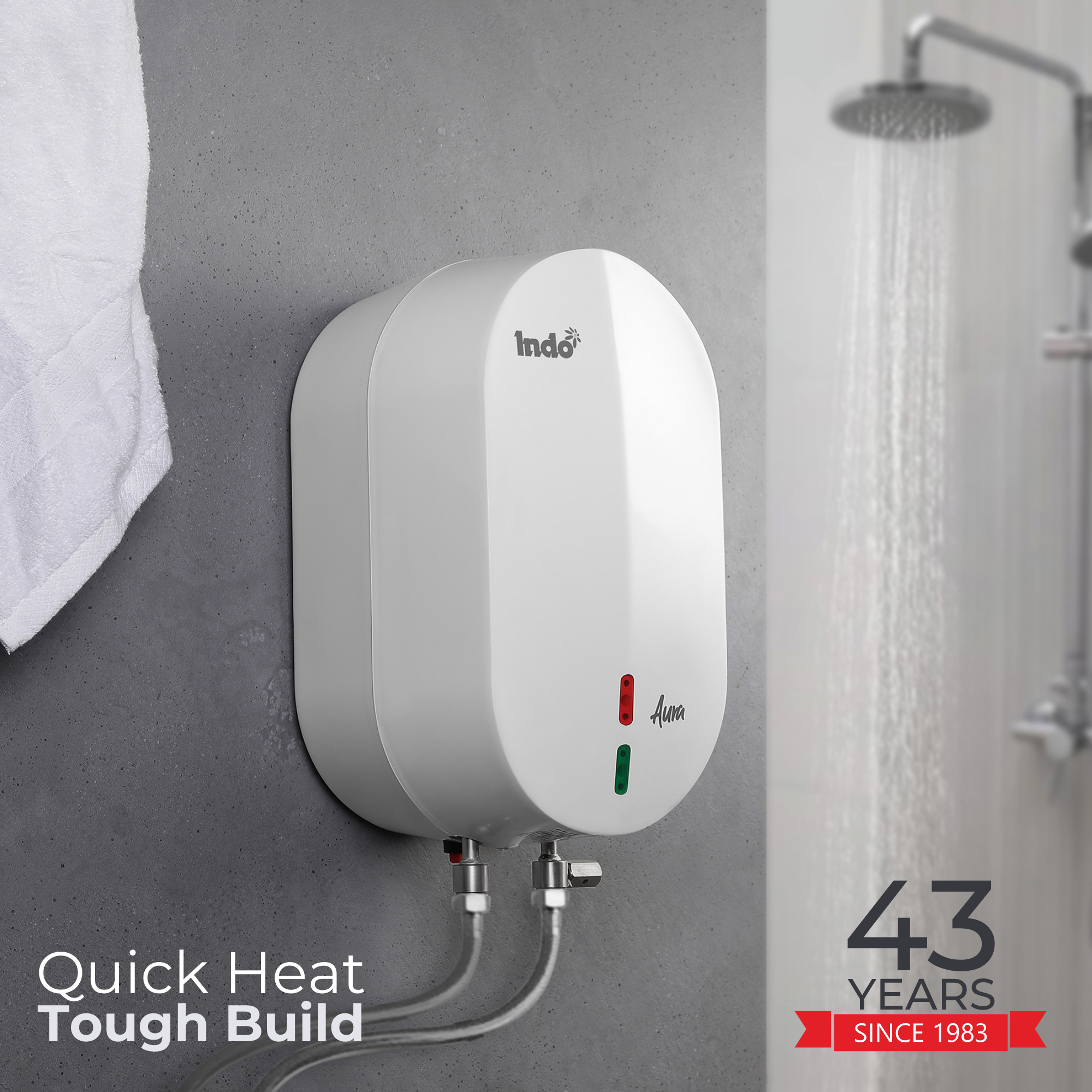 Indo Aura Instant Water Heater/Geyser For Bathroom