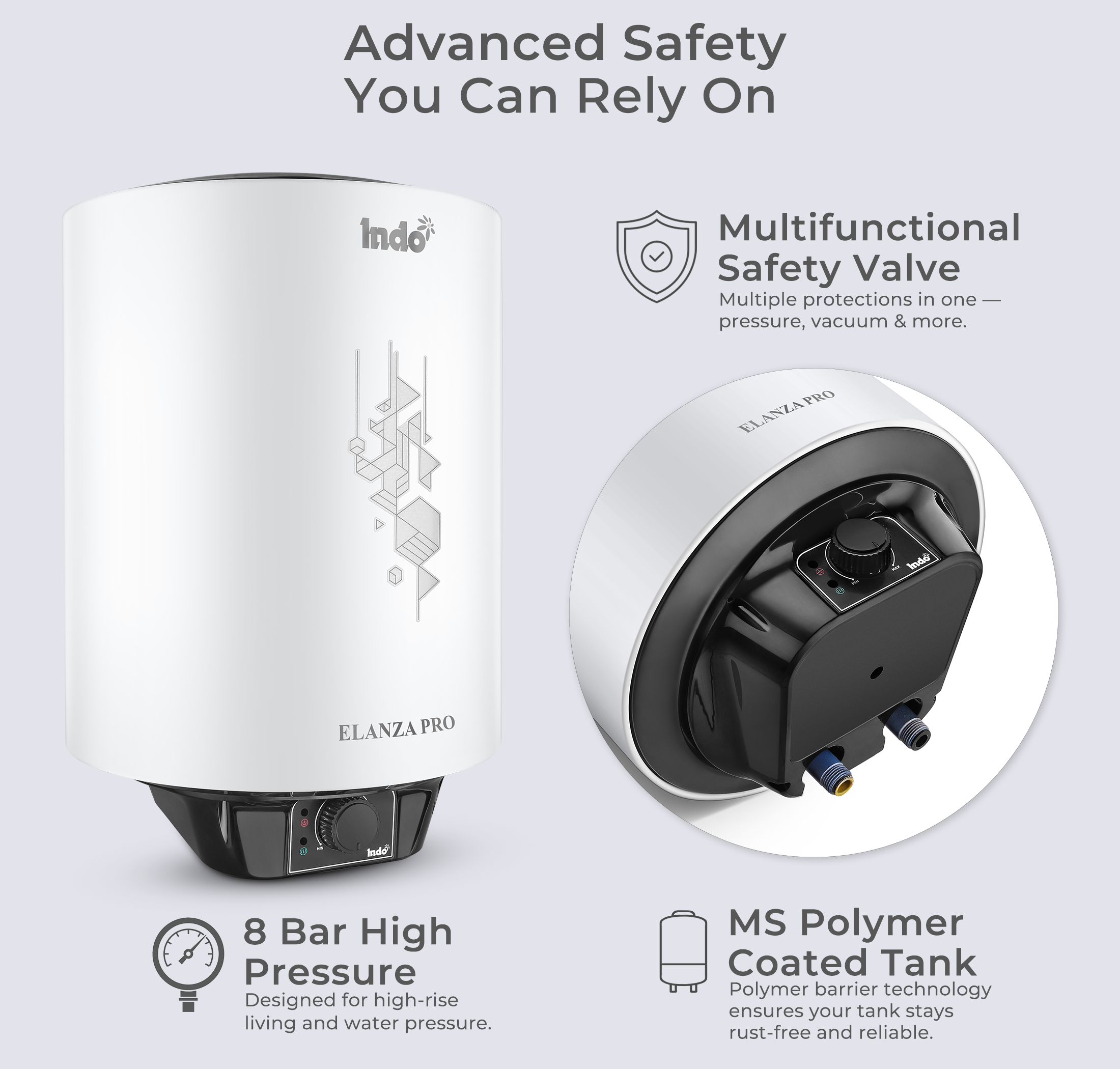 Indo Elanza Pro 10 Litre Geyser, (Water Heater For Bathroom & Kitchen)