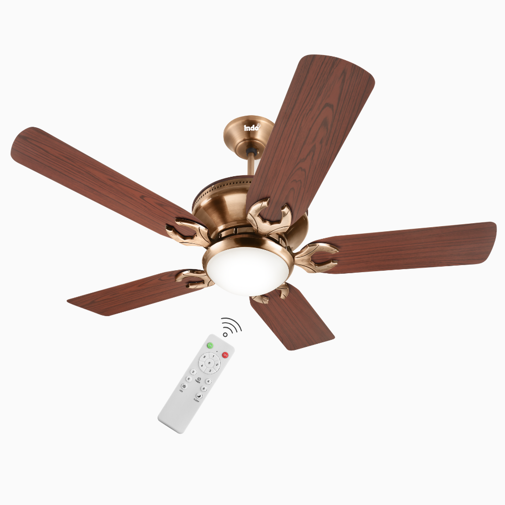 Indo Emperor EP-05 Fancy Ceiling Fan | Fancy 5 Star Ceiling Fan With Remote Control and Light (Wooden Finish) (1200mm,48 inch)