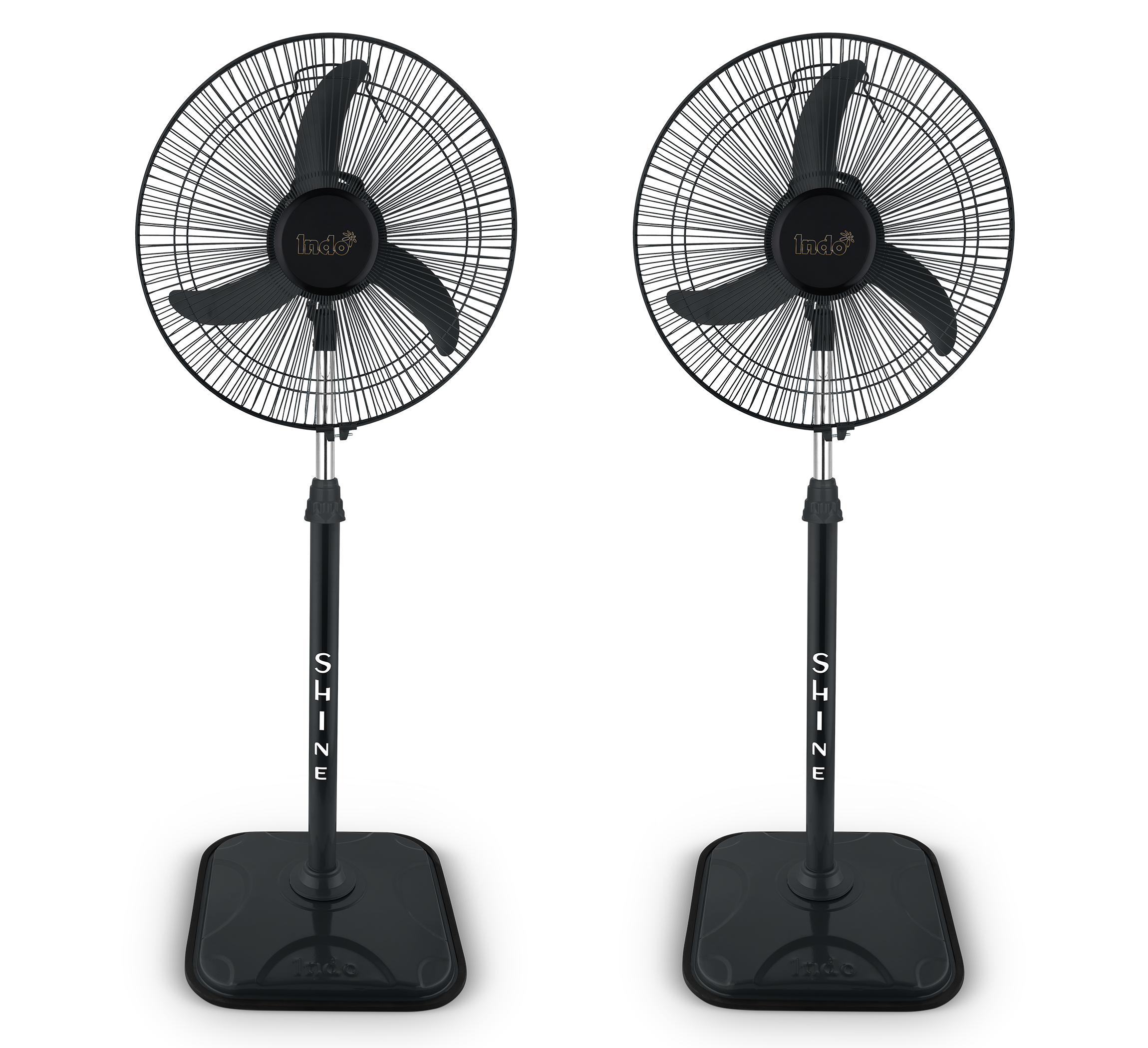 Indo SHINE 400mm High Speed Oscillating pedestal Farrata Fan Combo | 2200 RPM | Adjustable Height | Heavy Duty | 3-Speed Control | | High Airflow | Cooling Fan | 2 Years Warranty (Black pack of 2)
