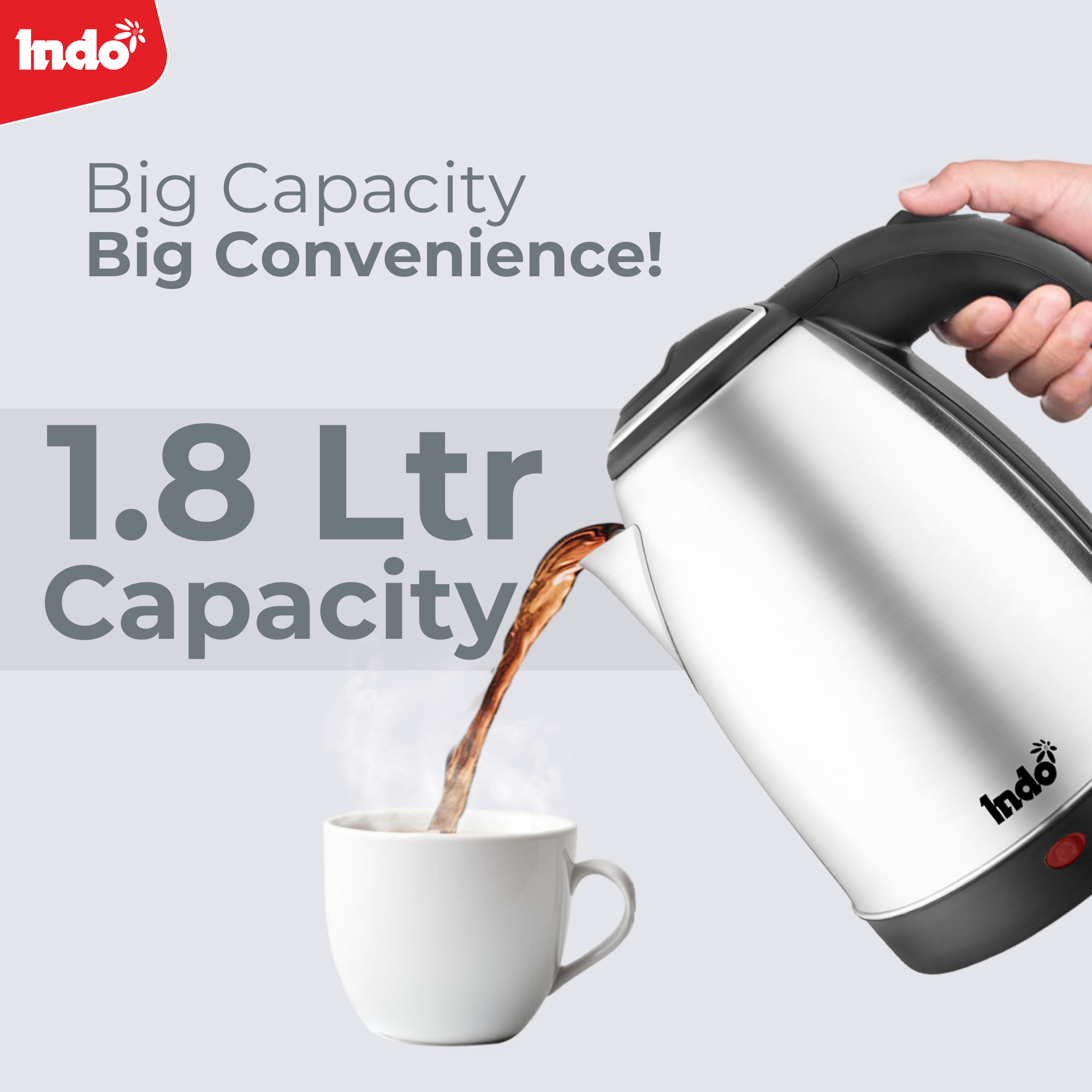 Indo 1.8 Litre Multipurpose Electric Kettle (Steel)