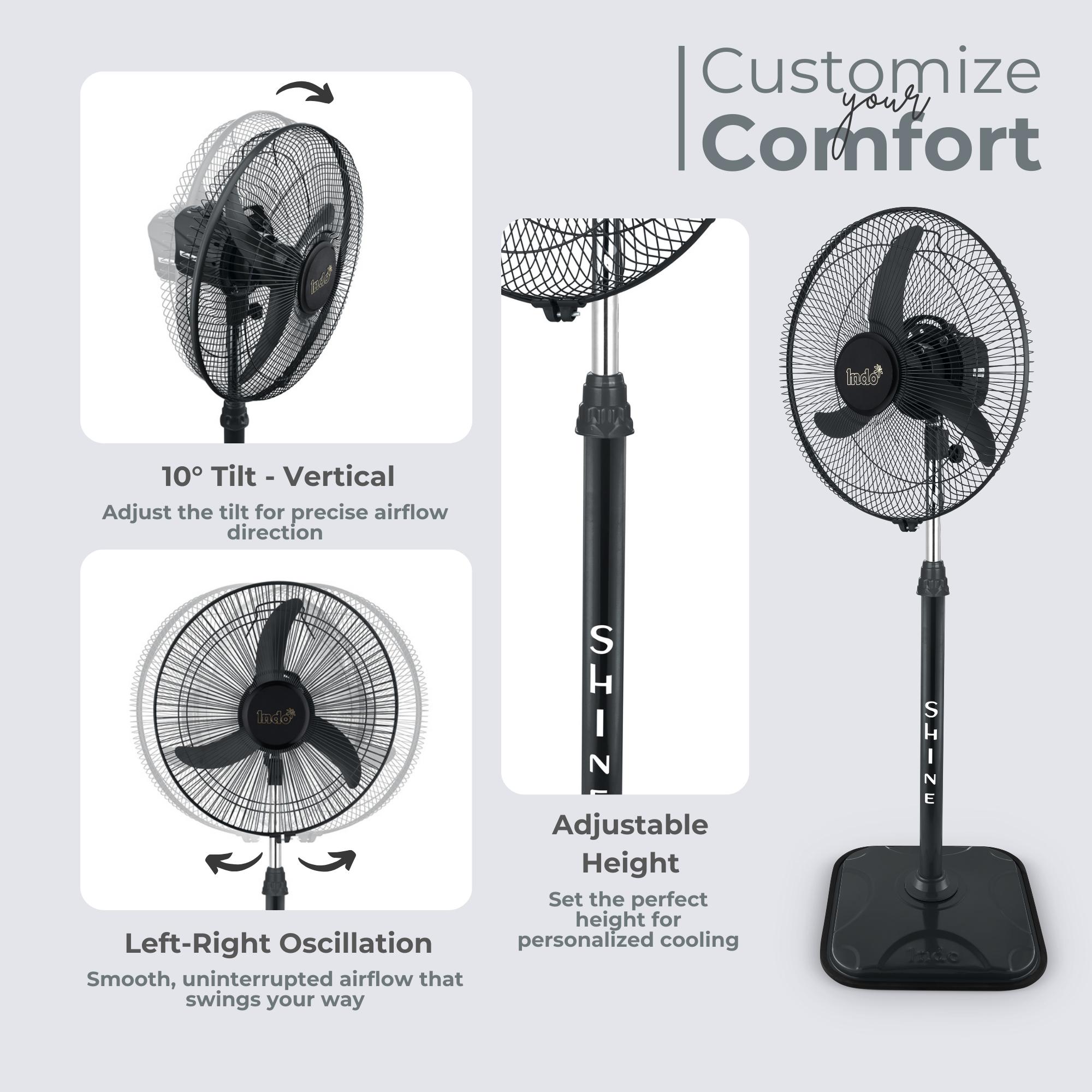 Indo Shine Stand/Pedestal Fan High Speed (2100 RPM Farata Fan)