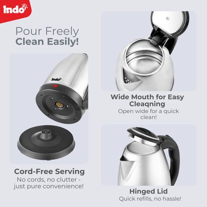 Indo 1.8 Litre Multipurpose Electric Kettle (Steel)