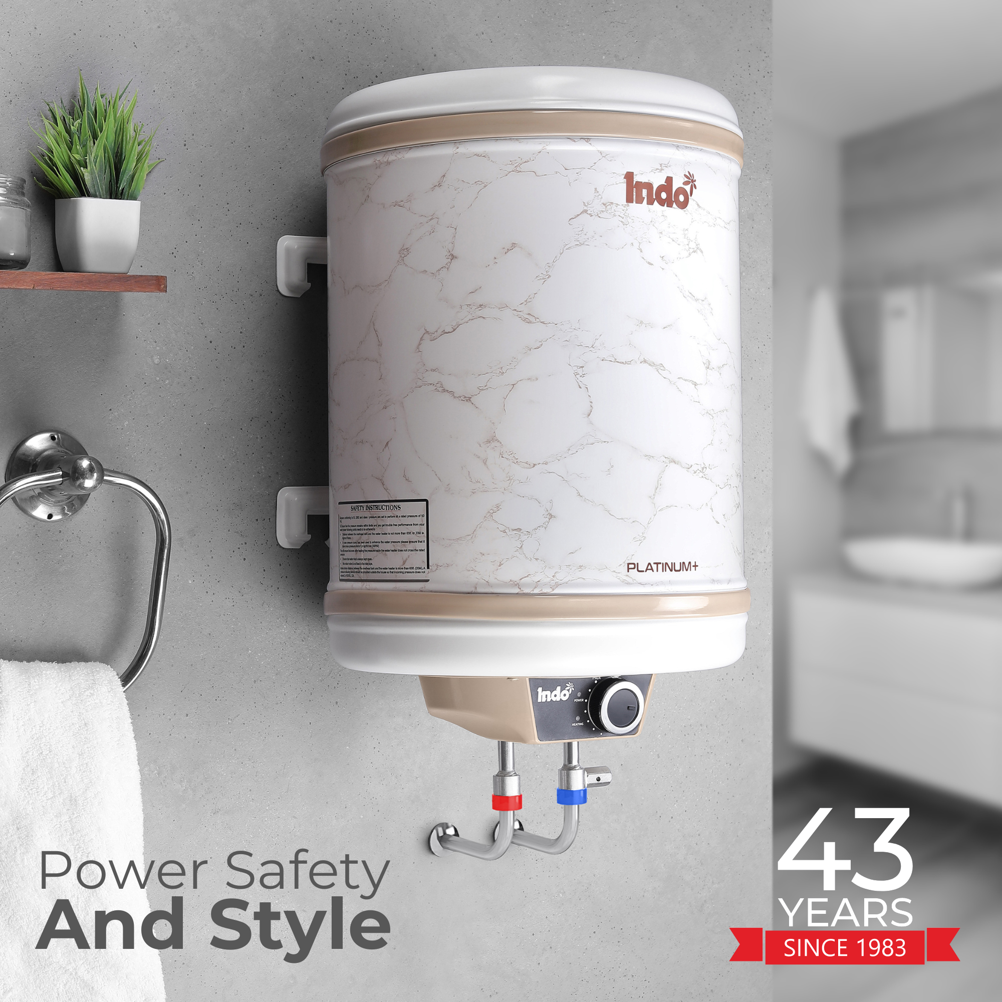 Indo Platinum Plus 10 Litre Geyser/Water Heater For Bathroom