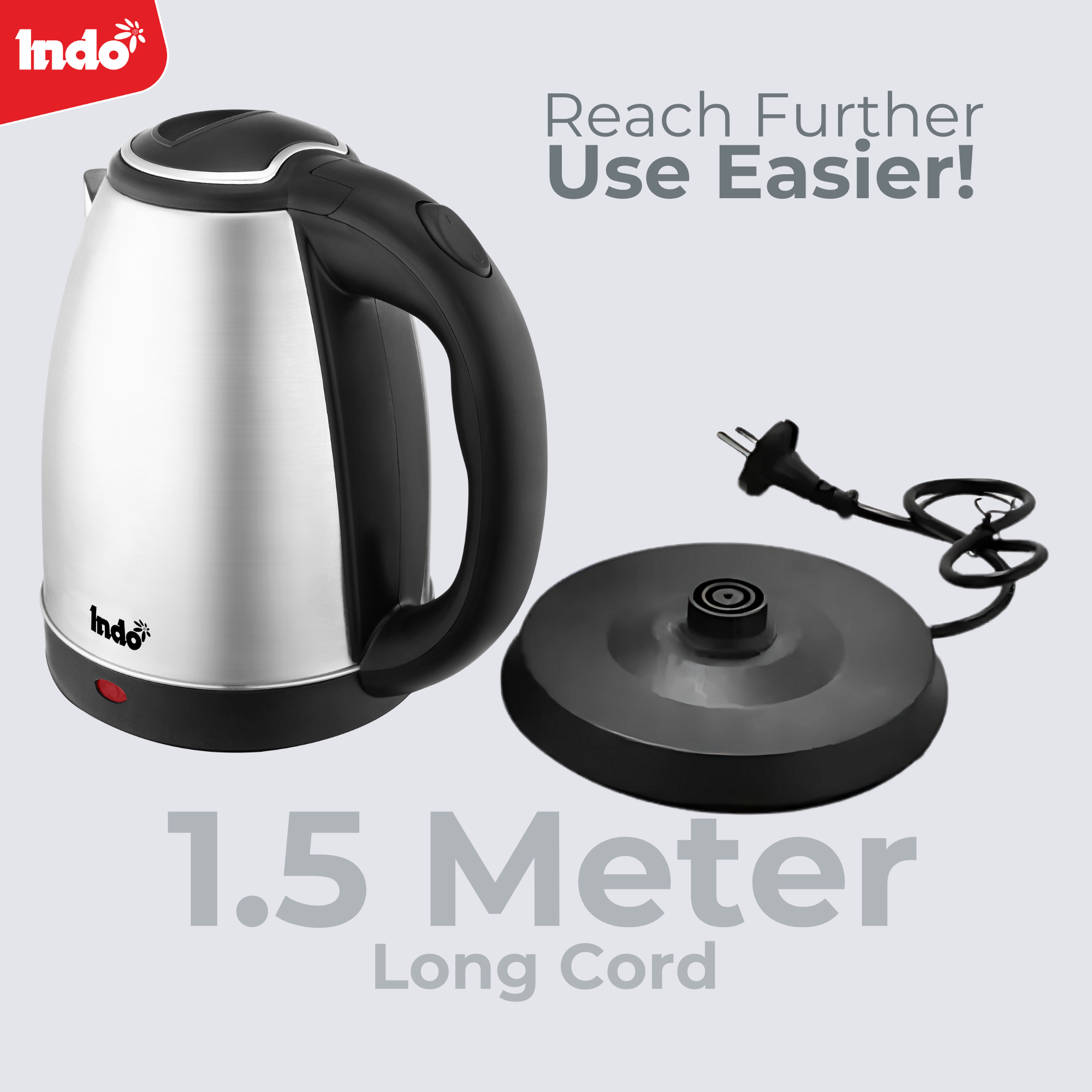 Indo 1.8 Litre Multipurpose Electric Kettle (Steel)