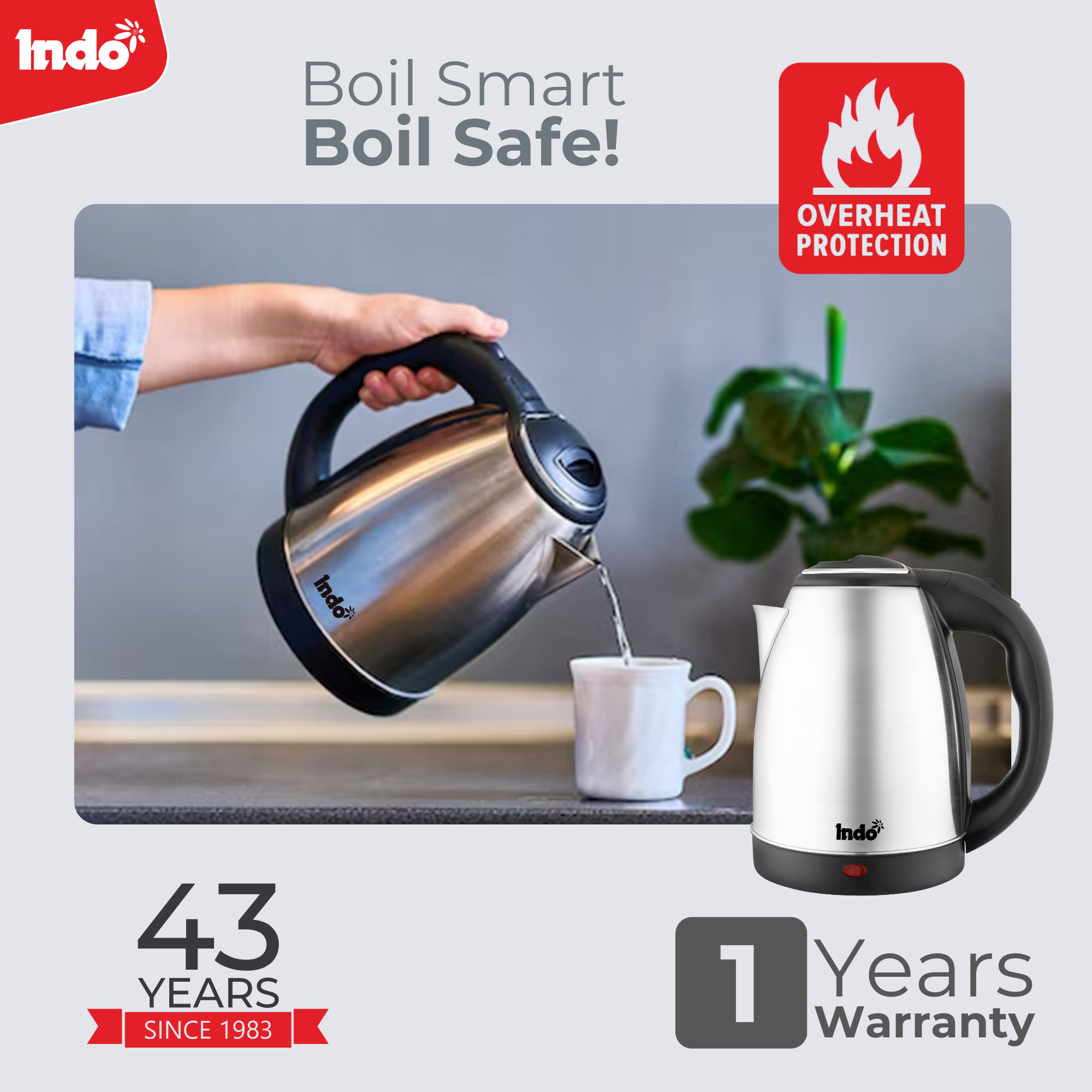 Indo 1.8 Ltr Electric Kettle